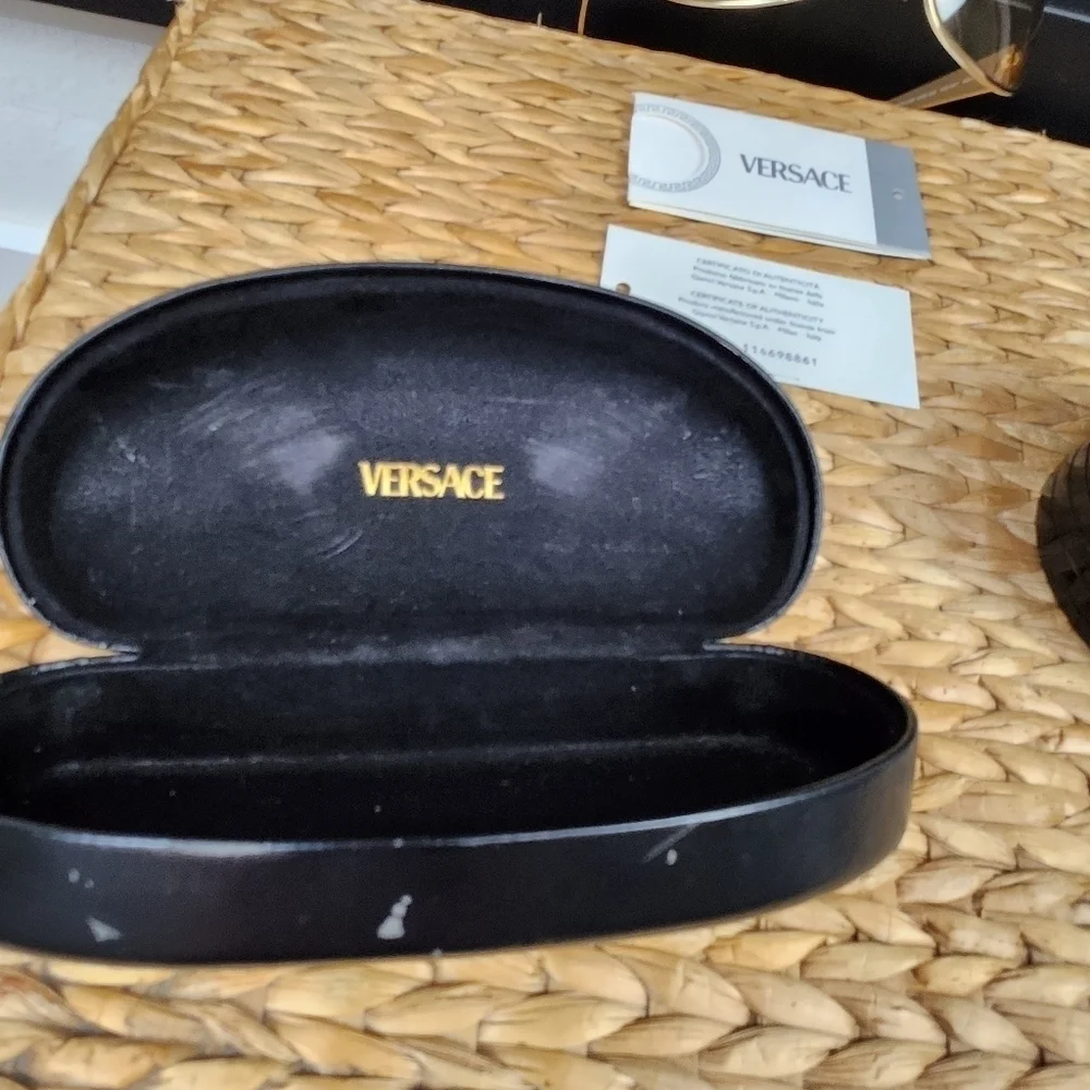 VINTAGE 2004 Versace Gold Sunglasses with Original Case